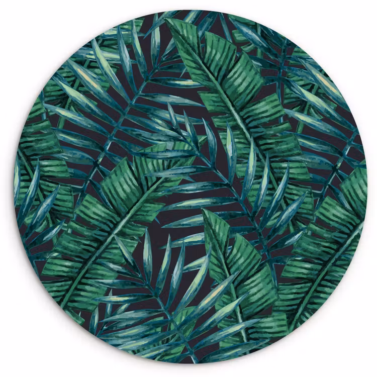 Bladeren - Tropisch - Jungle - Natuur Wandcirkel kunststof plaat 5mm dik klein -3d