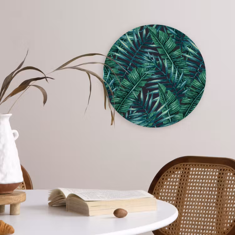 Bladeren - Tropisch - Jungle - Natuur Wandcirkel kunststof plaat 5mm dik klein -sfeer4