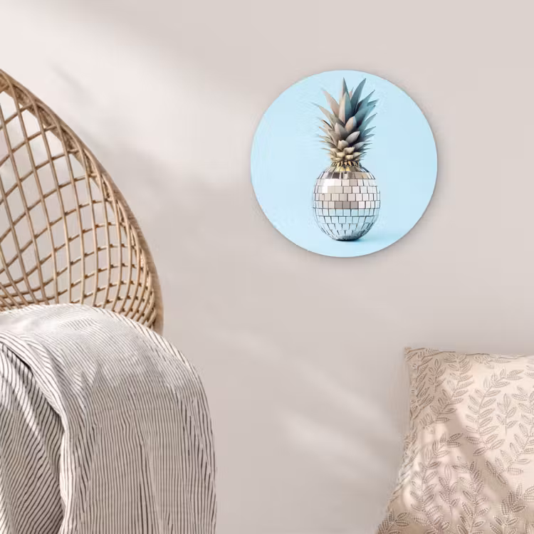 Blauw - Ananas - Disco - Discobal Wandcirkel kunststof plaat 5mm dik klein -sfeer5