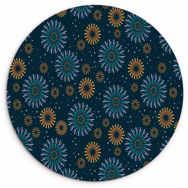Blauw - Patroon - Retro Wandcirkel kunststof plaat 5mm dik klein 188 -3d