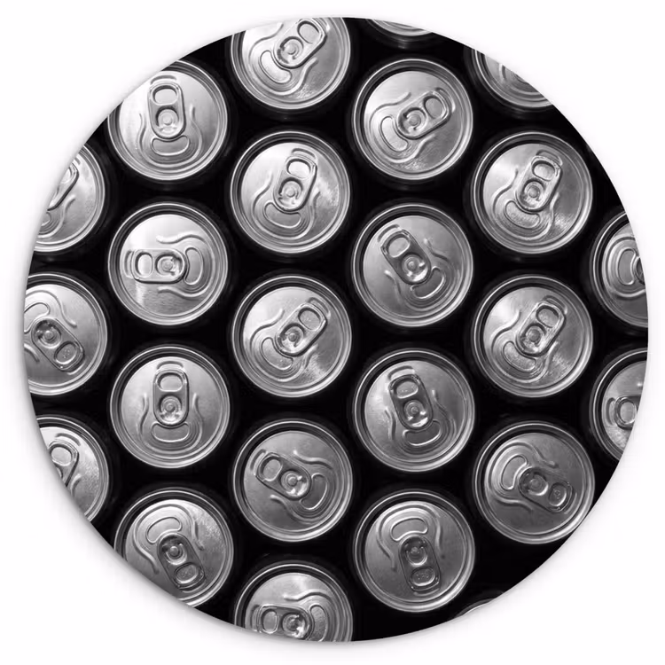 Blikjes - Aluminium - Patroon - Industrieel - Zilver Wandcirkel kunststof plaat 5mm dik klein -3d