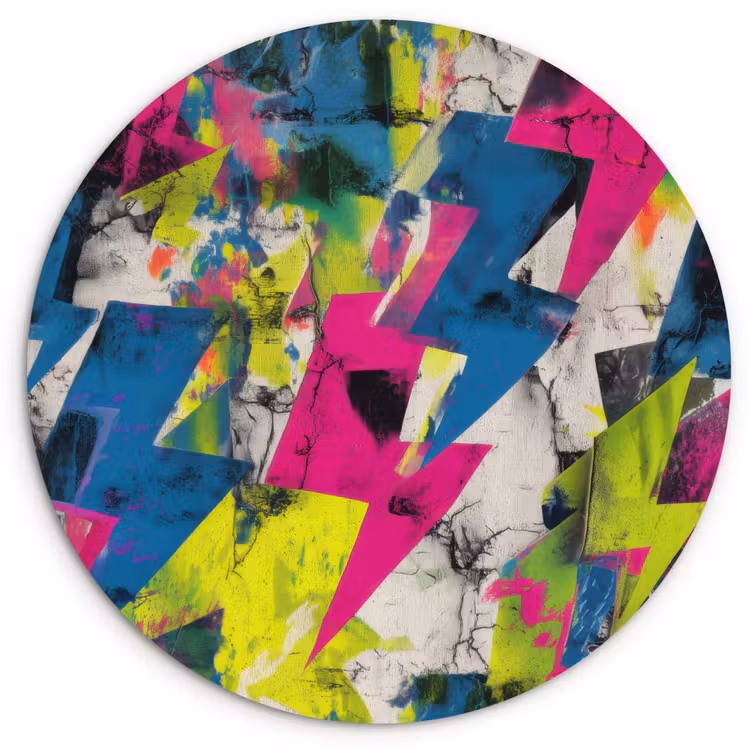 Bliksemschichten - Patroon - Marmer - Kleuren Wandcirkel kunststof plaat 5mm dik klein -3d
