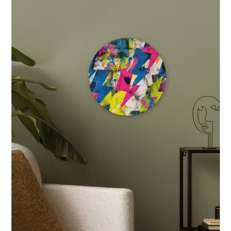 Bliksemschichten - Patroon - Marmer - Kleuren Wandcirkel kunststof plaat 5mm dik klein -sfeer3
