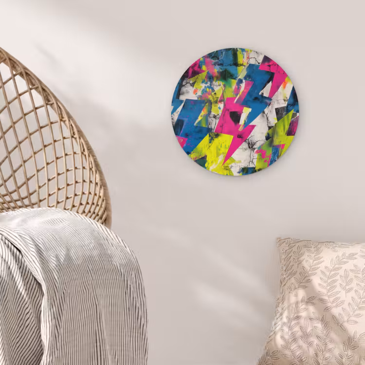 Bliksemschichten - Patroon - Marmer - Kleuren Wandcirkel kunststof plaat 5mm dik klein -sfeer5