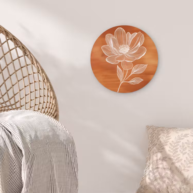 Bloem - Minimalistisch - Wit Wandcirkel kunststof plaat 5mm dik klein -sfeer5