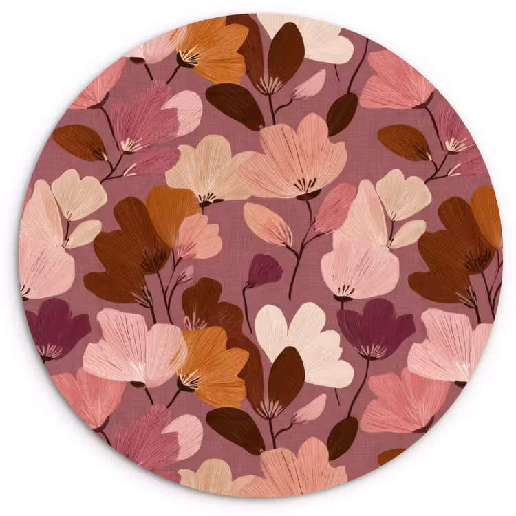 Bloem - Patroon - Roze Wandcirkel kunststof plaat 5mm dik klein 188 -3d