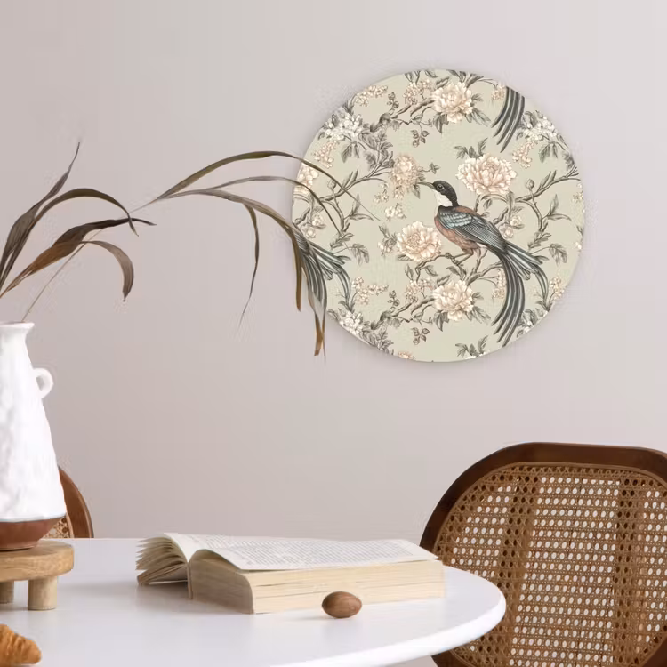 Bloem - Vogel - Kleurrijk Wandcirkel kunststof plaat 5mm dik klein 188 -sfeer4