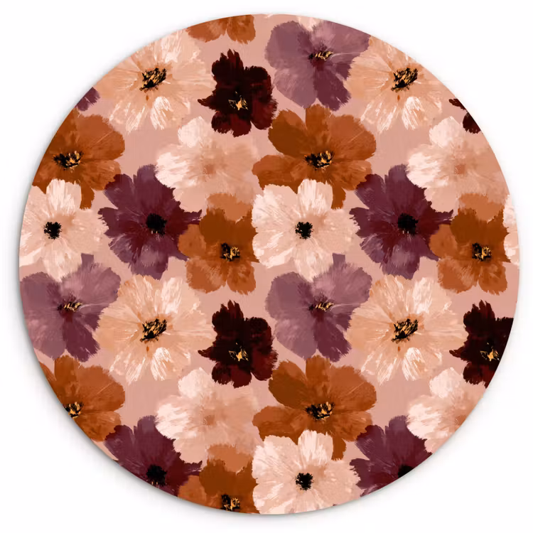 Bloemen - Abstract - Aardetinten Wandcirkel kunststof plaat 5mm dik klein 188 -3d