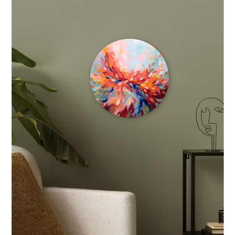 Bloemen - Abstract - Kunst - Modern Wandcirkel kunststof plaat 5mm dik klein -sfeer3