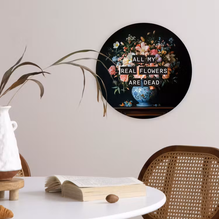 Bloemen - Art - Pastel - Quotes Wandcirkel kunststof plaat 5mm dik klein -sfeer4