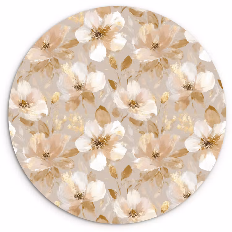 Bloemen - artistiek - Goud Wandcirkel kunststof plaat 5mm dik klein 188 -3d