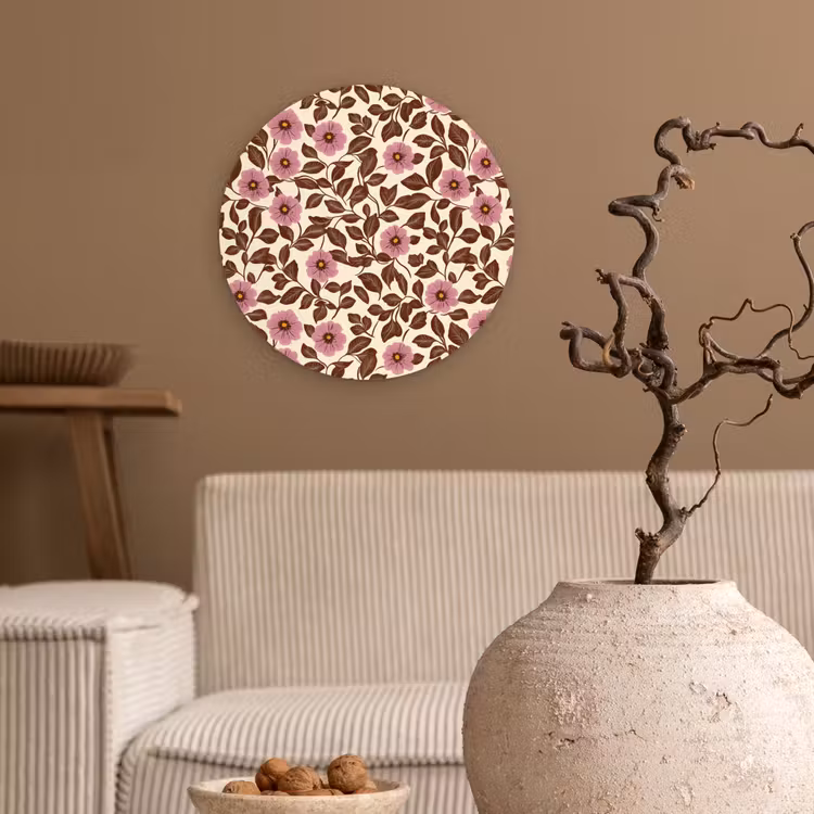 Bloemen - Bladeren - Kleurrijk Wandcirkel kunststof plaat 5mm dik klein 188 -sfeer1