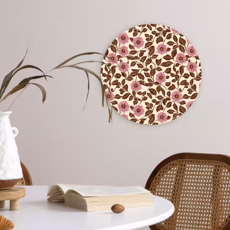Bloemen - Bladeren - Kleurrijk Wandcirkel kunststof plaat 5mm dik klein 188 -sfeer4