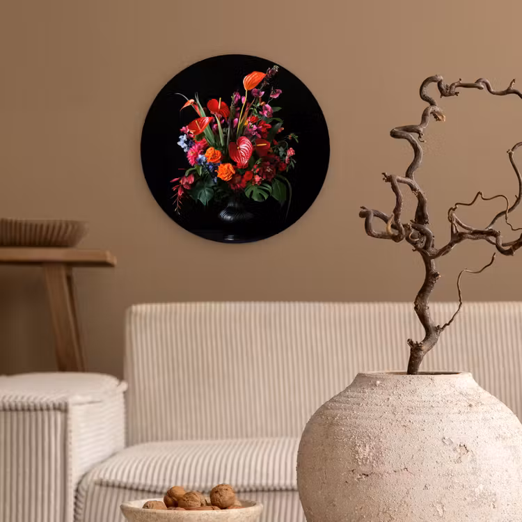 Bloemen - Boeket - Sierlijk Wandcirkel kunststof plaat 5mm dik klein -sfeer1