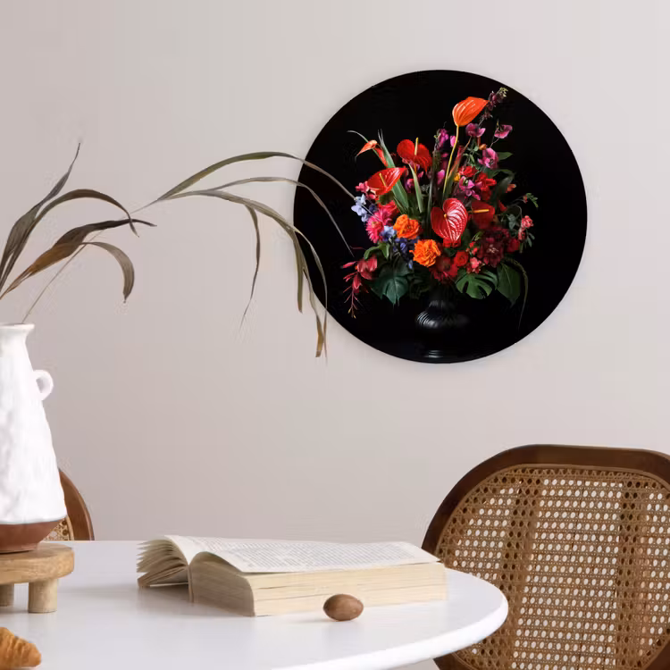 Bloemen - Boeket - Sierlijk Wandcirkel kunststof plaat 5mm dik klein -sfeer4