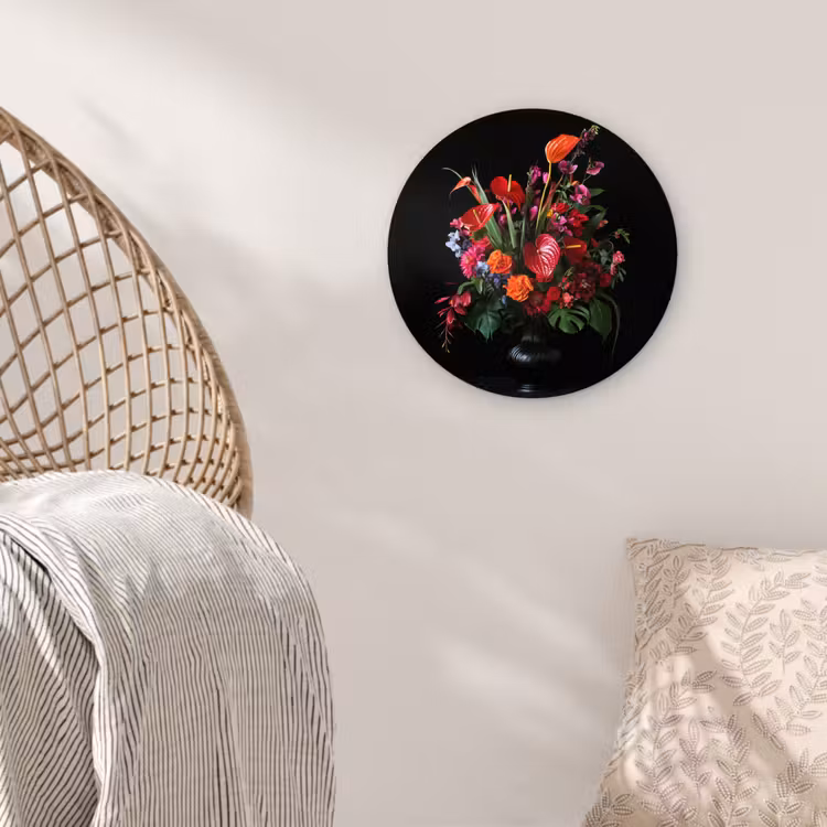 Bloemen - Boeket - Sierlijk Wandcirkel kunststof plaat 5mm dik klein -sfeer5