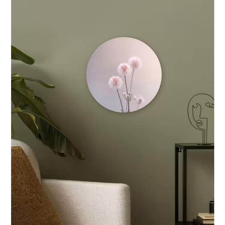 Bloemen - Bollen - Roze Wandcirkel kunststof plaat 5mm dik klein -sfeer3