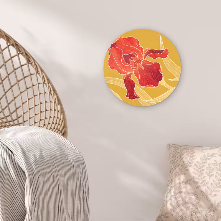 Muurcirkel - Bloemen - Illustratie - Rood - Bloemen - Illustratie - Rood Wandcirkel kunststof plaat 5mm dik klein
