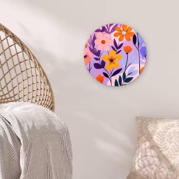 Bloemen - Kleurrijk - Bladeren Wandcirkel kunststof plaat 5mm dik klein -sfeer5