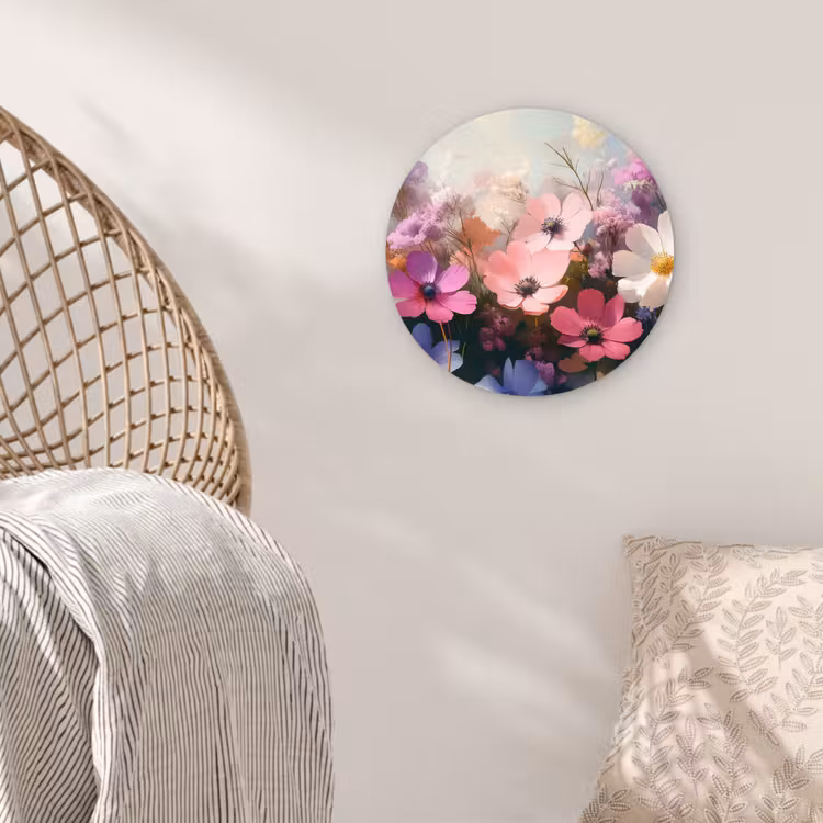 Bloemen - Kleurrijk - Bloei Wandcirkel kunststof plaat 5mm dik klein -sfeer5