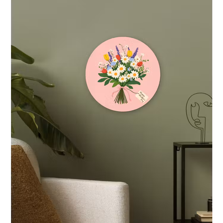 Bloemen - Lint - Kaartje Wandcirkel kunststof plaat 5mm dik klein -sfeer3