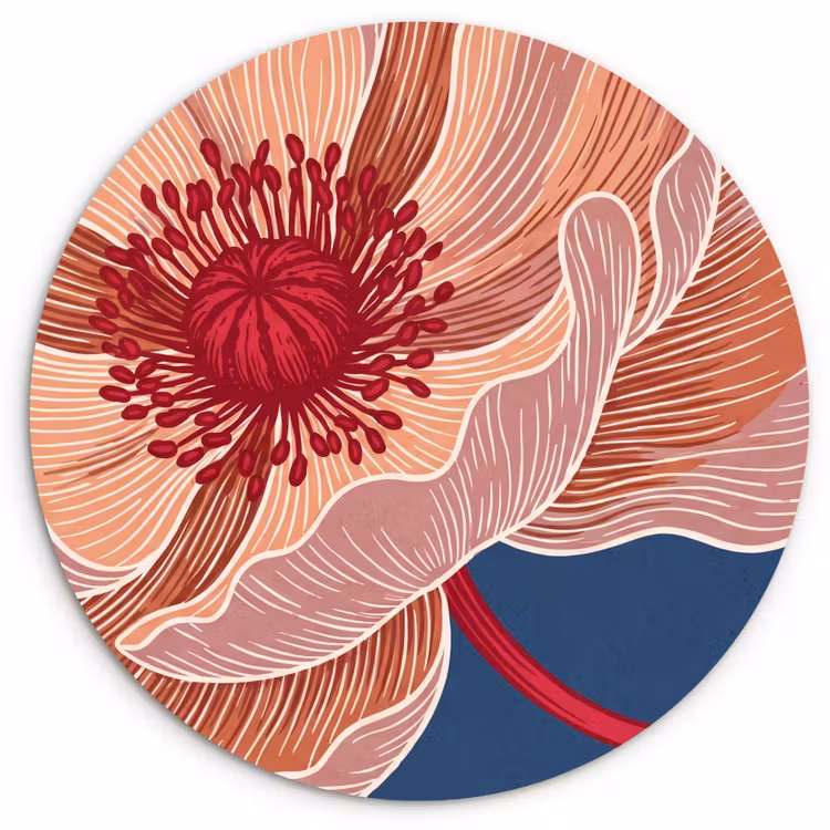 Muurcirkel - Bloemen - Modern - Abstract - Bloemen - Modern - Abstract Wandcirkel kunststof plaat 5mm dik klein