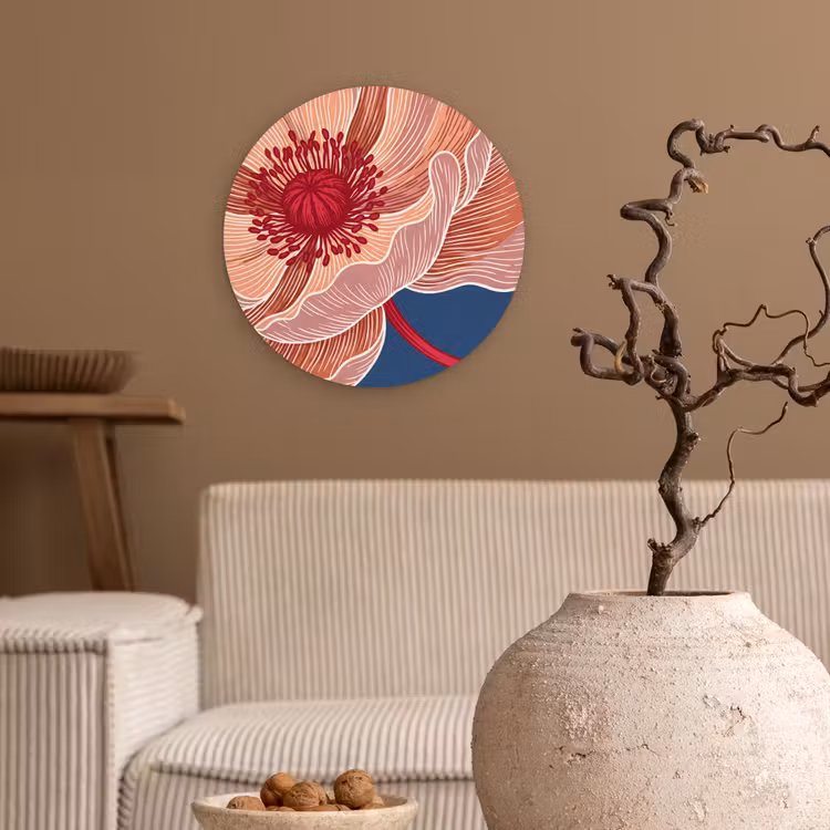 Muurcirkel - Bloemen - Modern - Abstract - Bloemen - Modern - Abstract Wandcirkel kunststof plaat 5mm dik klein