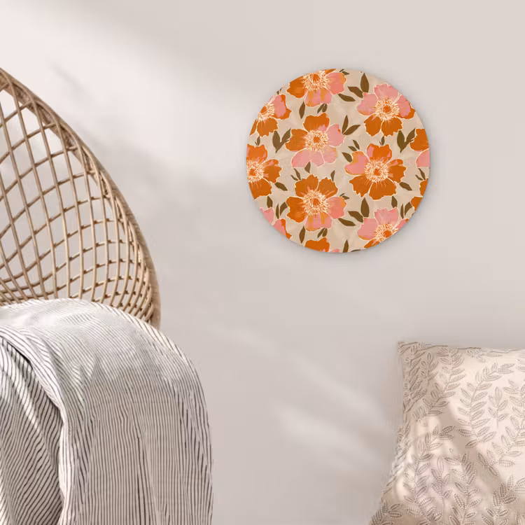 Bloemen - Motief - Retro Wandcirkel kunststof plaat 5mm dik klein 188 -sfeer5
