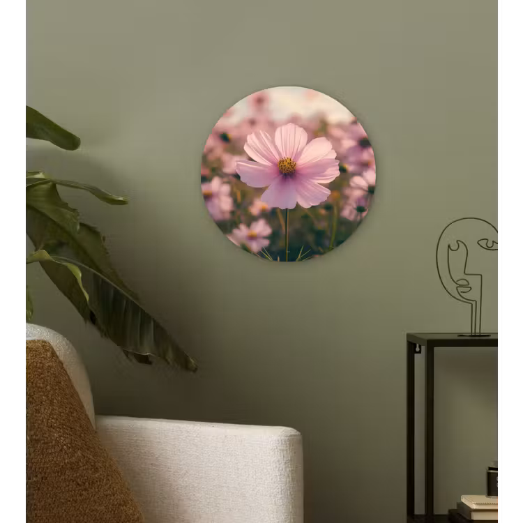 Bloemen - Paars - Wazig Wandcirkel kunststof plaat 5mm dik klein -sfeer3