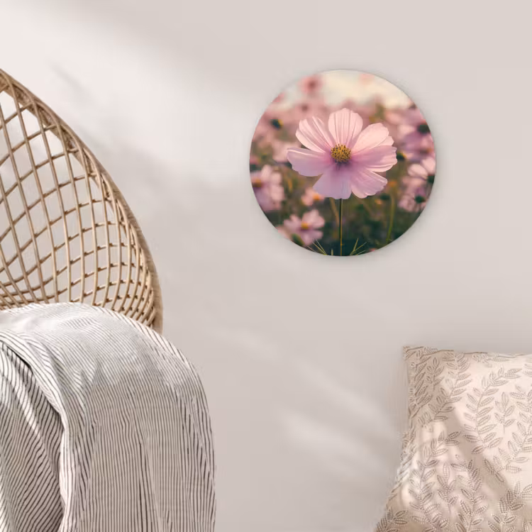 Bloemen - Paars - Wazig Wandcirkel kunststof plaat 5mm dik klein -sfeer5