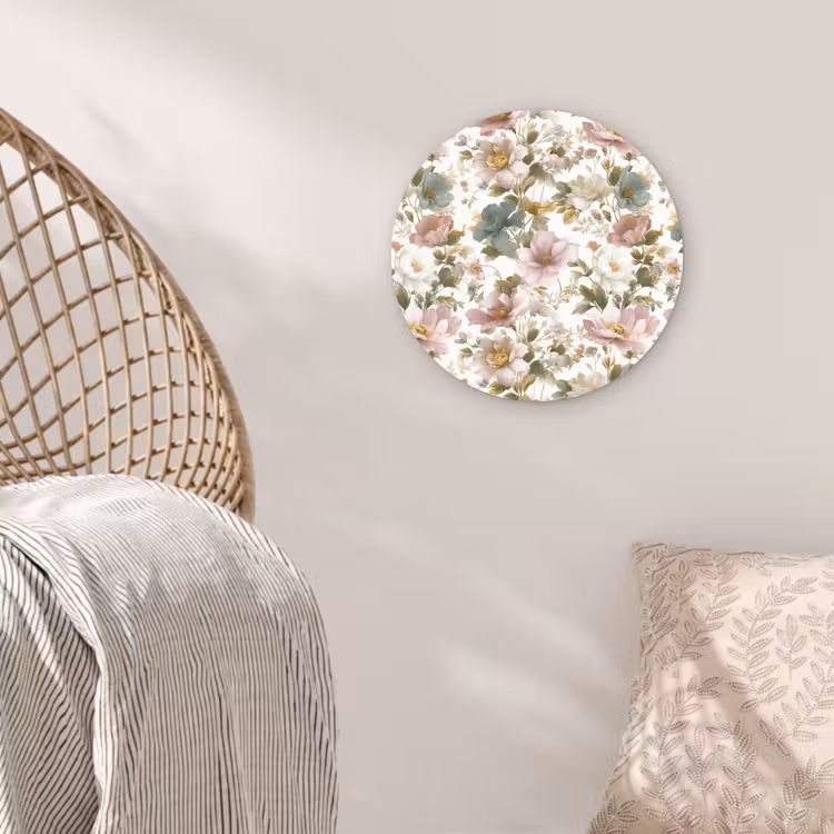 Bloemen - Patroon - Pastel Wandcirkel kunststof plaat 5mm dik klein 188 -sfeer5