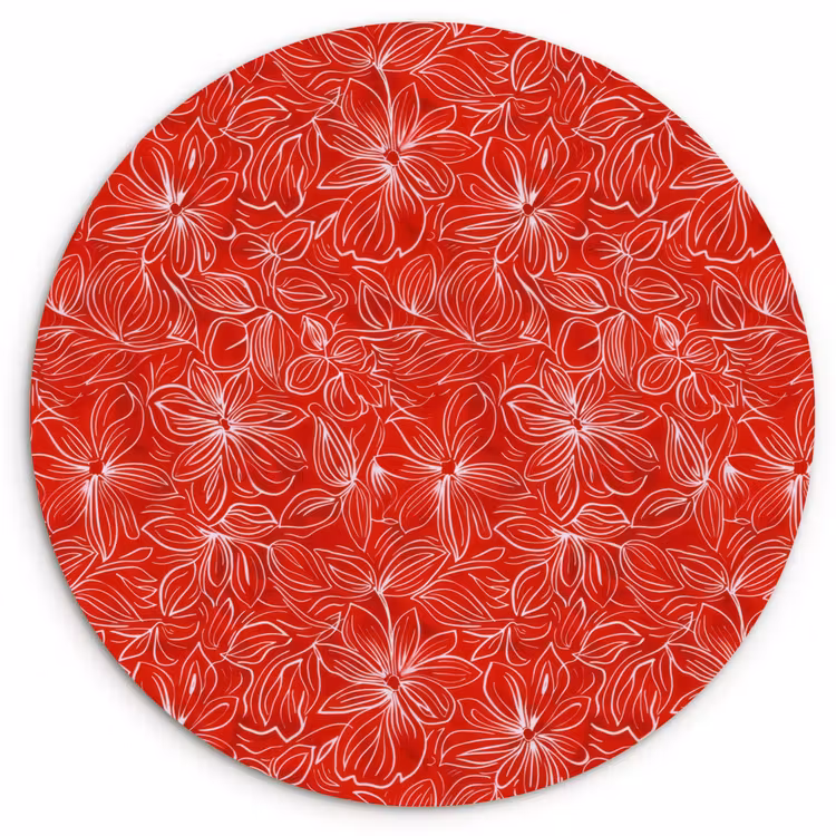 Bloemen - Patroon - Rood Wandcirkel kunststof plaat 5mm dik klein 188 -3d