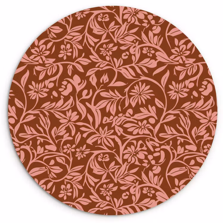 Bloemen - Print - Roze Wandcirkel kunststof plaat 5mm dik klein 188 -3d