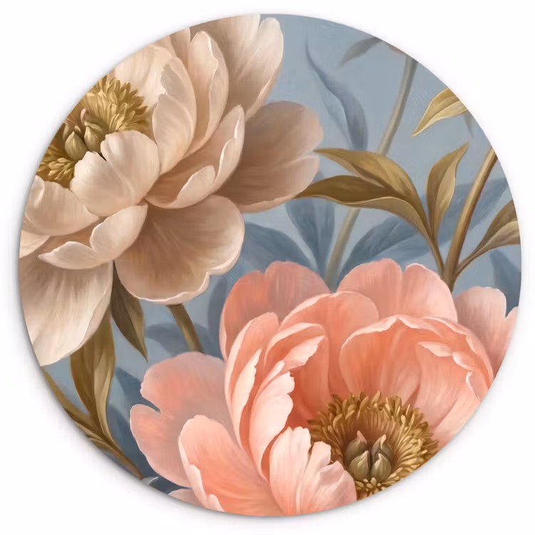 Bloemen - Roze - Beige - Modern - Natuur Wandcirkel kunststof plaat 5mm dik klein -3d