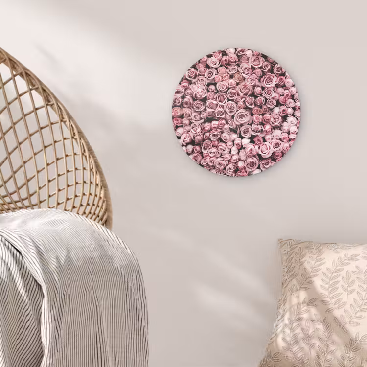Bloemen - Rozen - Natuur - Roze - Botanisch Wandcirkel kunststof plaat 5mm dik klein -sfeer5