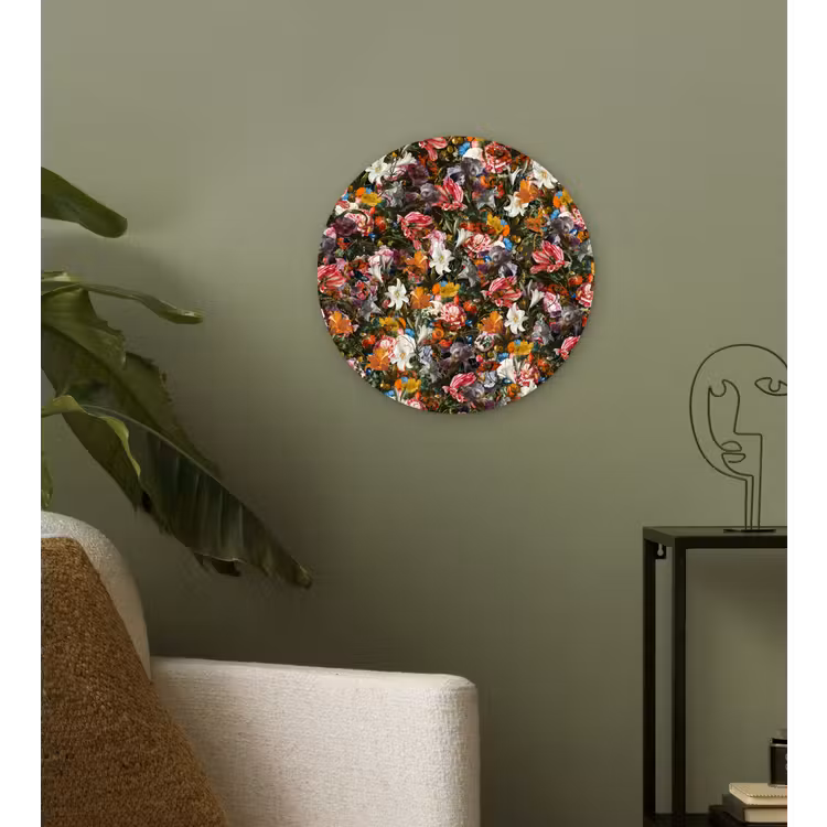 Bloemen - Vlinder - Design - Kunst - Abstract - Schilderij - Oude meesters Wandcirkel kunststof plaat 5mm dik klein -sfeer3