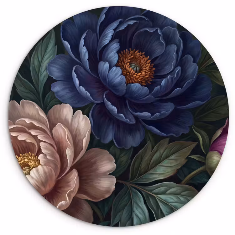Bloemen - Vlinder - Natuur - Modern - Paars Wandcirkel kunststof plaat 5mm dik klein -3d