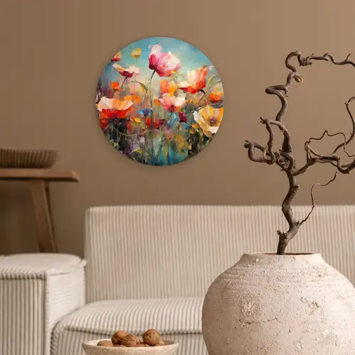 Bloemen - Watercolor - Kunst - Botanisch - Natuur Wandcirkel kunststof plaat 5mm dik klein -sfeer1