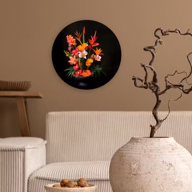 Boeket - Bloemen - Exotisch Wandcirkel kunststof plaat 5mm dik klein -sfeer1