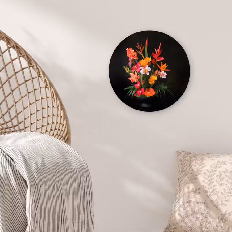 Boeket - Bloemen - Exotisch Wandcirkel kunststof plaat 5mm dik klein -sfeer5