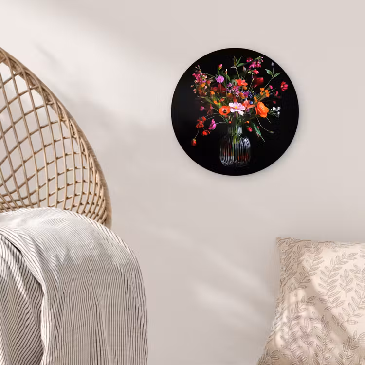 Boeket - Veldbloemen - Vaas Wandcirkel kunststof plaat 5mm dik klein -sfeer5