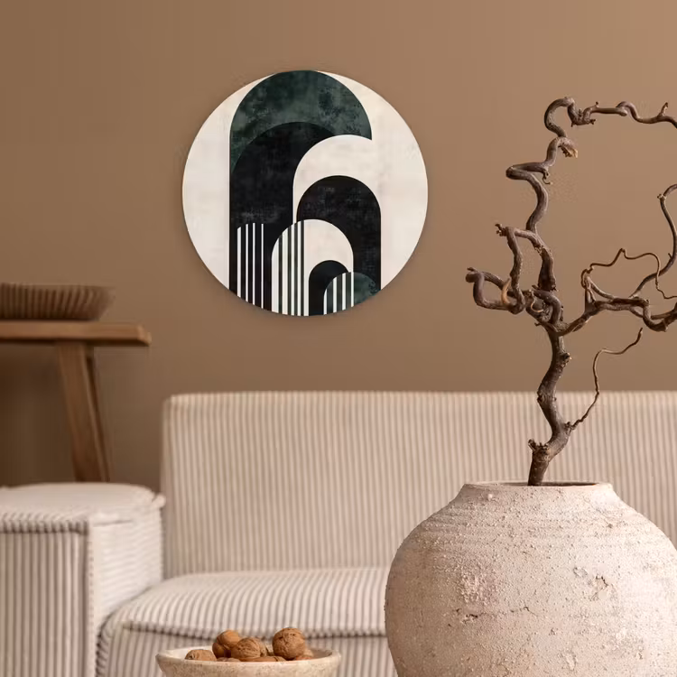 Bogen - Donkergroen - Lijnen Wandcirkel kunststof plaat 5mm dik klein -sfeer1