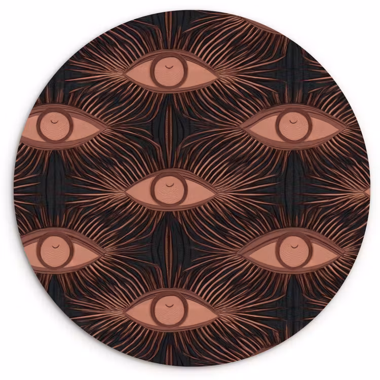 Boheems - Oog - Bruin Wandcirkel kunststof plaat 5mm dik klein 188 -3d