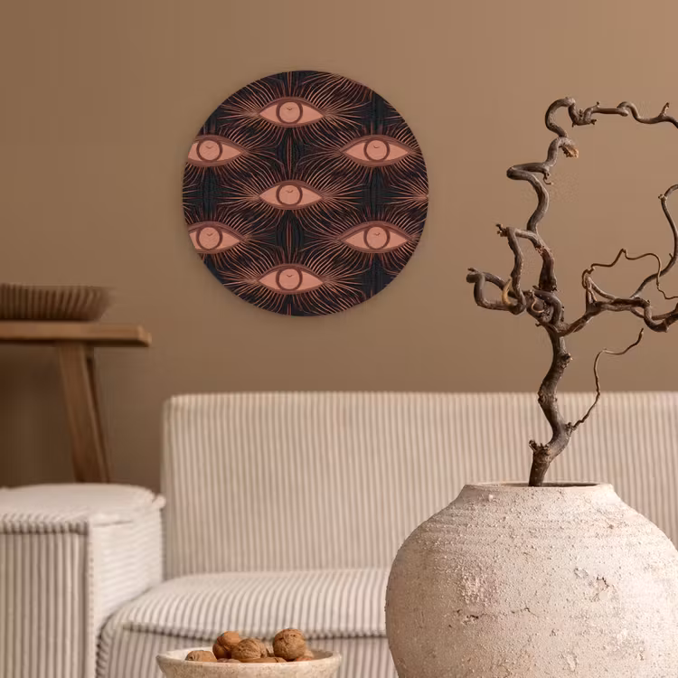 Boheems - Oog - Bruin Wandcirkel kunststof plaat 5mm dik klein 188 -sfeer1