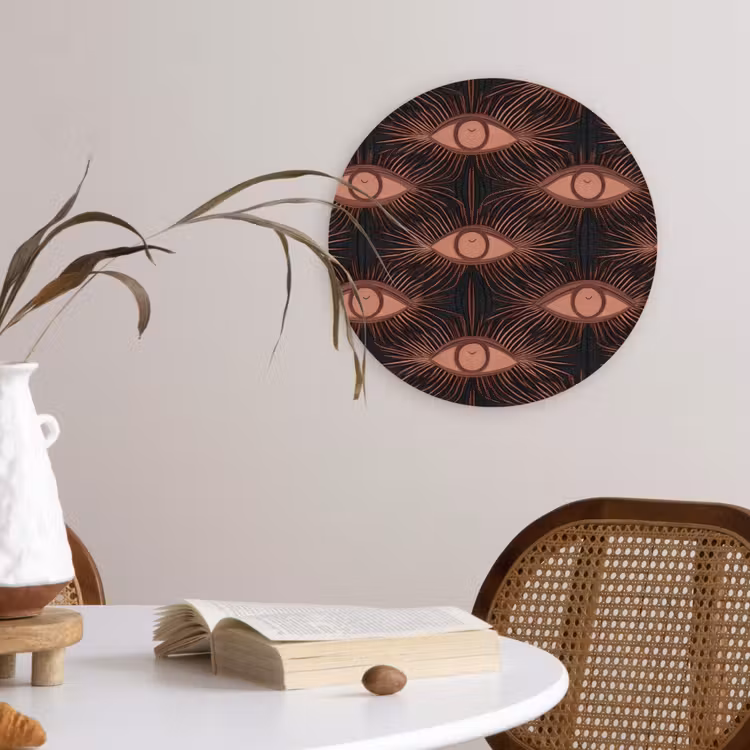Boheems - Oog - Bruin Wandcirkel kunststof plaat 5mm dik klein 188 -sfeer4