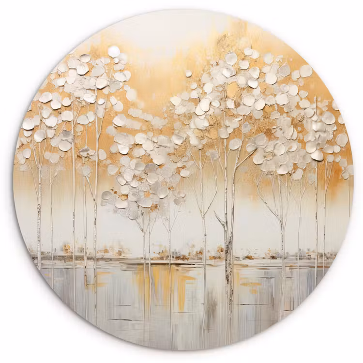 Bomen - Kunst - Acryl - Natuur Wandcirkel kunststof plaat 5mm dik klein -3d