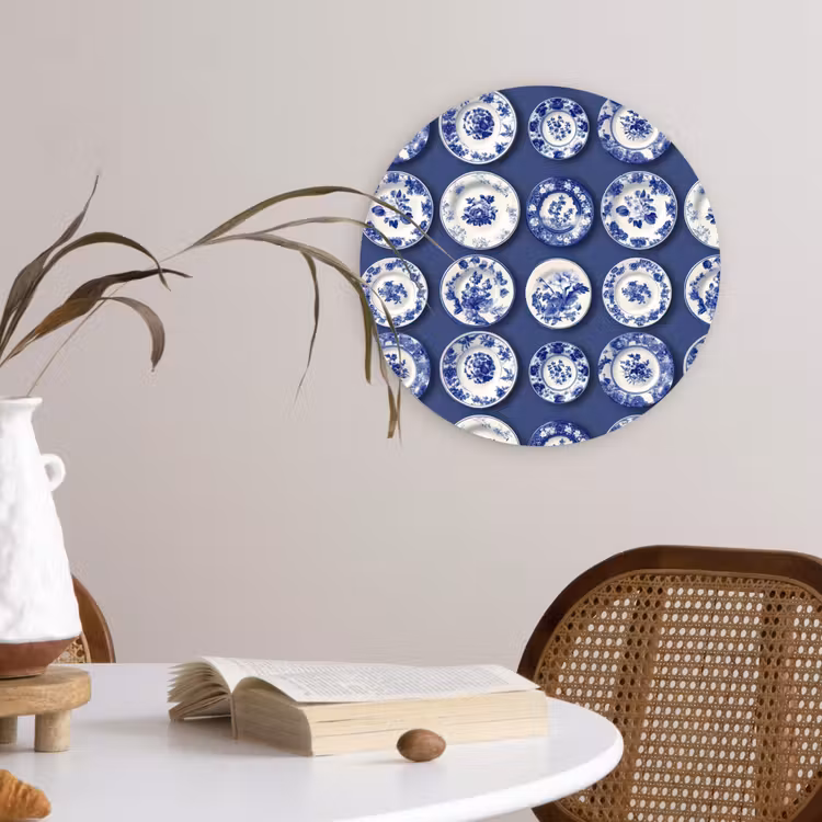 Borden - Floraal - Blauw Wandcirkel kunststof plaat 5mm dik klein 188 -sfeer4