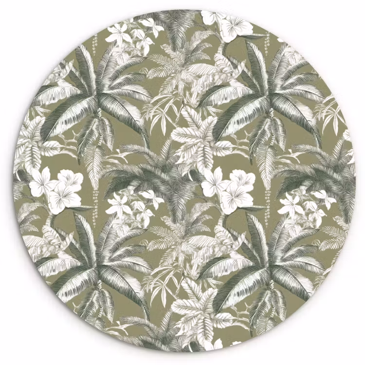 Botanisch - Bloemen - Groen Wandcirkel kunststof plaat 5mm dik klein 188 -3d