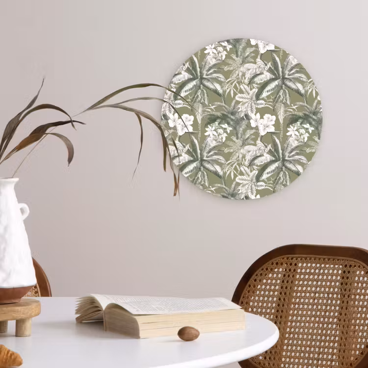 Botanisch - Bloemen - Groen Wandcirkel kunststof plaat 5mm dik klein 188 -sfeer4