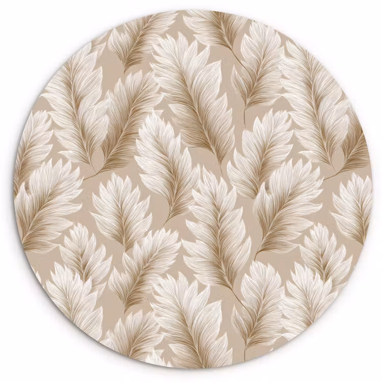 Botanisch - Patroon - Beige Wandcirkel kunststof plaat 5mm dik klein 188 -3d